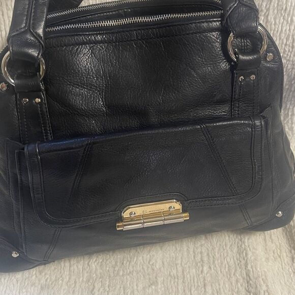 B Makowsky leather Black large shoulder bag gold & Silver tone hardwares. - Picture 15 of 16